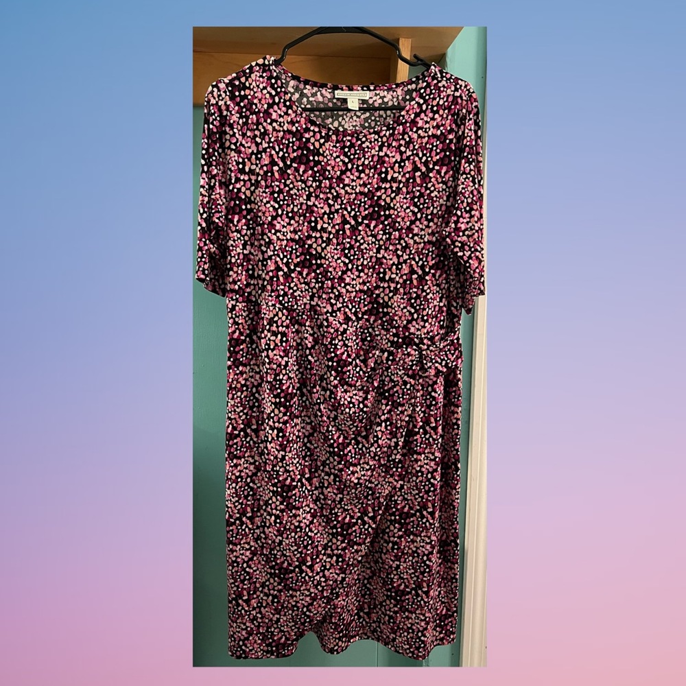 Dana Buchman Dotted Mock Wrap Midi Dress